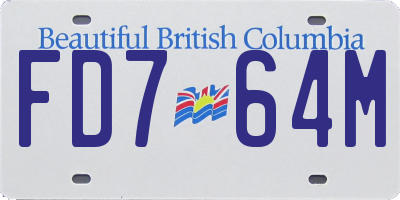 BC license plate FD764M