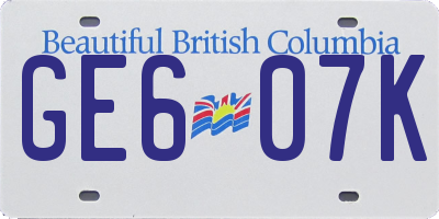 BC license plate GE607K