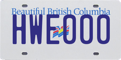 BC license plate HWE000