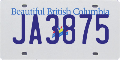 BC license plate JA3875
