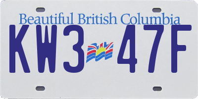 BC license plate KW347F