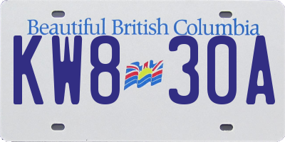 BC license plate KW830A