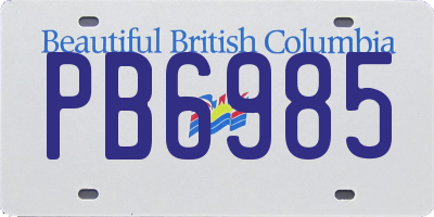 BC license plate PB6985