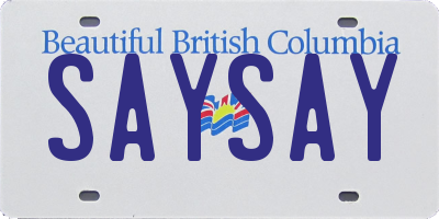 BC license plate SAYSAY
