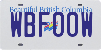 BC license plate WBF00W