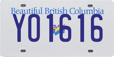 BC license plate YO1616