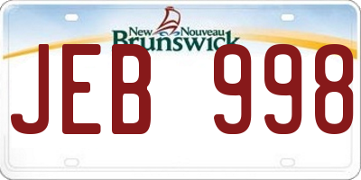 NB license plate JEB998