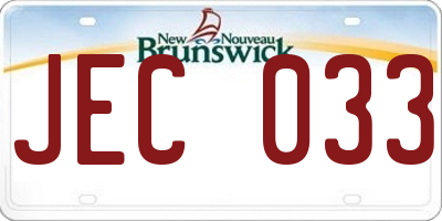 NB license plate JEC033