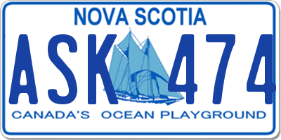 NS license plate ASK474