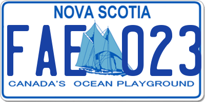 NS license plate FAE023