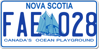 NS license plate FAE028