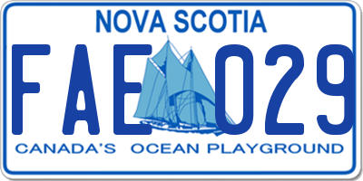 NS license plate FAE029