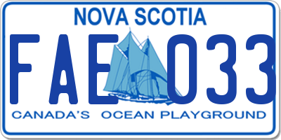 NS license plate FAE033