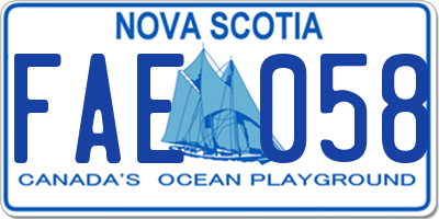 NS license plate FAE058
