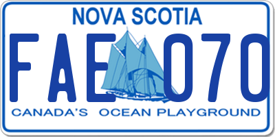 NS license plate FAE070