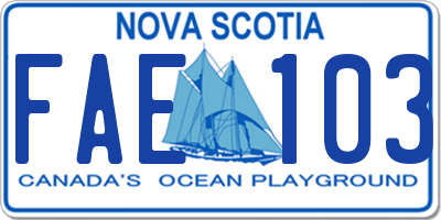 NS license plate FAE103