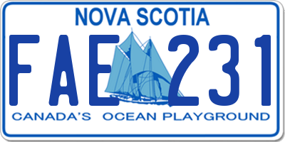 NS license plate FAE231