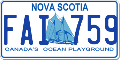 NS license plate FAI759