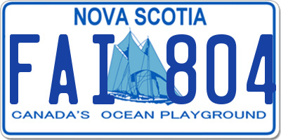 NS license plate FAI804