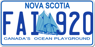 NS license plate FAI920