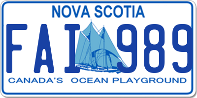NS license plate FAI989