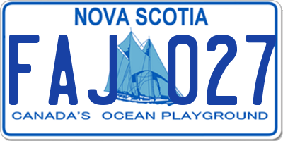 NS license plate FAJ027
