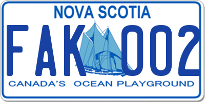 NS license plate FAK002