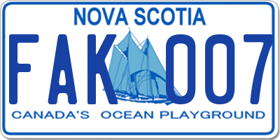 NS license plate FAK007