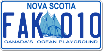 NS license plate FAK010