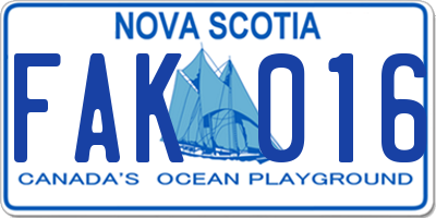 NS license plate FAK016