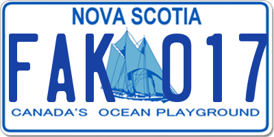 NS license plate FAK017