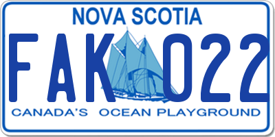 NS license plate FAK022