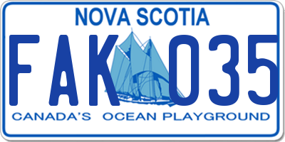NS license plate FAK035
