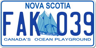 NS license plate FAK039