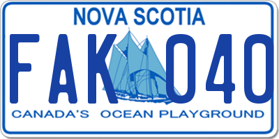 NS license plate FAK040