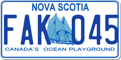 NS license plate FAK045