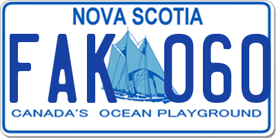 NS license plate FAK060