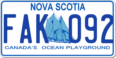 NS license plate FAK092