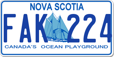 NS license plate FAK224