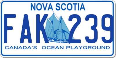 NS license plate FAK239