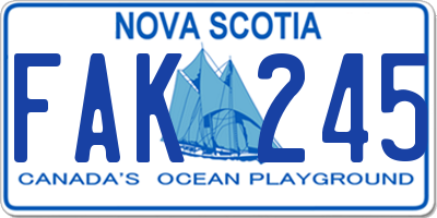 NS license plate FAK245