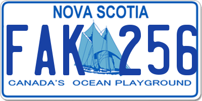 NS license plate FAK256