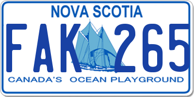 NS license plate FAK265