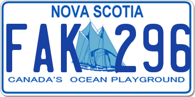 NS license plate FAK296