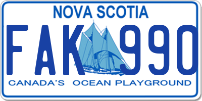 NS license plate FAK990