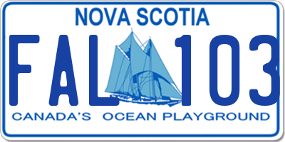 NS license plate FAL103