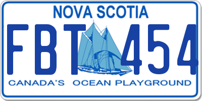 NS license plate FBT454