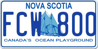 NS license plate FCW800