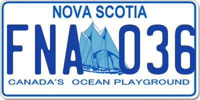 NS license plate FNA036