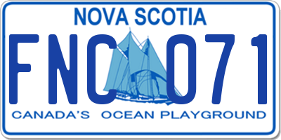 NS license plate FNC071
